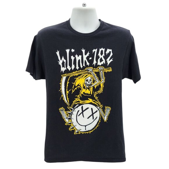 Blink 182 Mens Medium Shirt 2023 / 2024 Tour Black Grim Reaper Smile T-Shirt - Picture 1 of 6